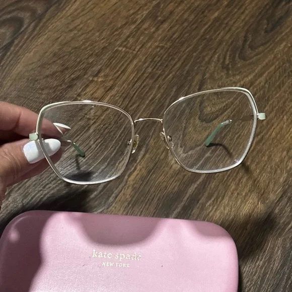 Kate Spade Silver Glasses Sleek Design Kate Spade Payton 1ED Transparent Light Green Eyeglasses  main image 4